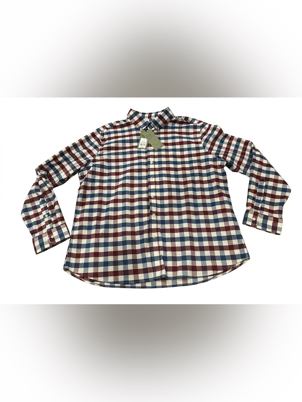 Goodfellow & Co Mens XXL Slim Fit Button Down Oxford Shirt Red Blue Plaid NWT